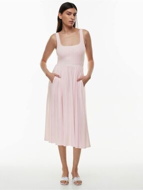 ARITZIA Wilfred Market Midi Dress Squareneck tank dress talc pink L